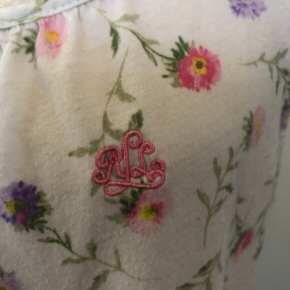 VTG Lauren Ralph Lauren Floral Lace Nightgown Slip Dress Cottagecore L 90s Y2K - Picture 5 of 10